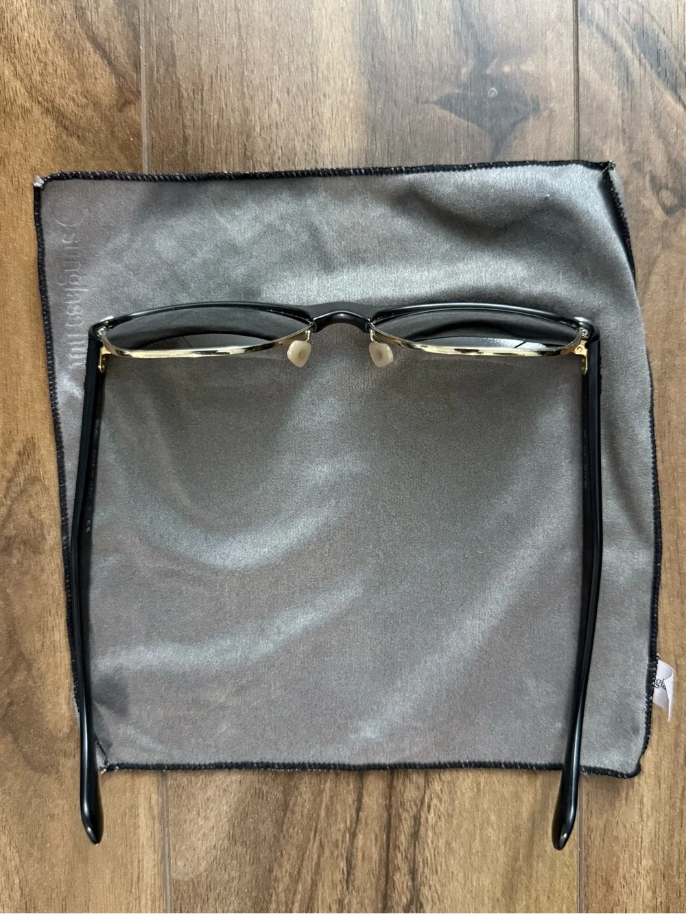 Ray-Ban Black and Gold Clubmaster Style Sunglasses with Case